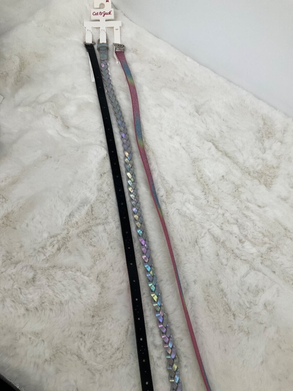 Cat & Jack size Medium 3-piece Adjustable belt set, girl's Glitter, Braided  NEW - Picture 6 of 6